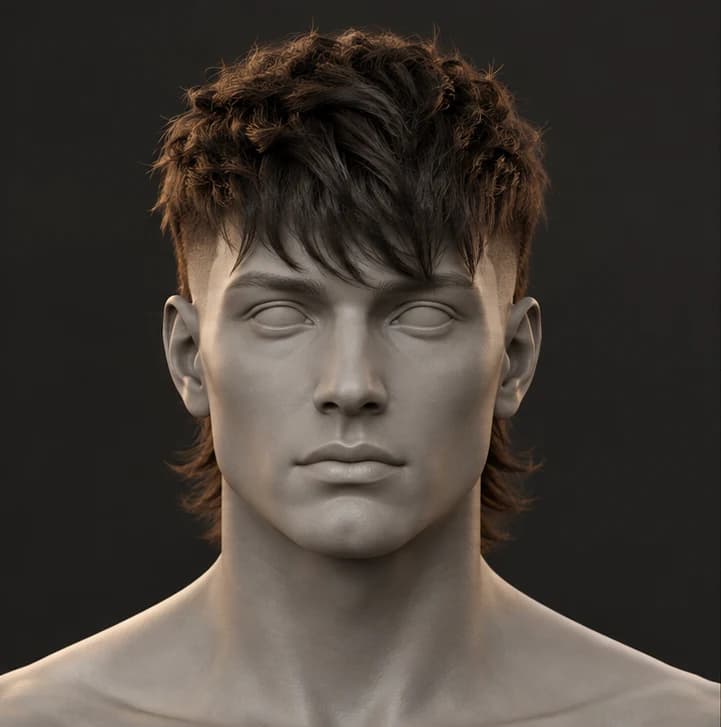 Render 3D Burst Fade Mullet