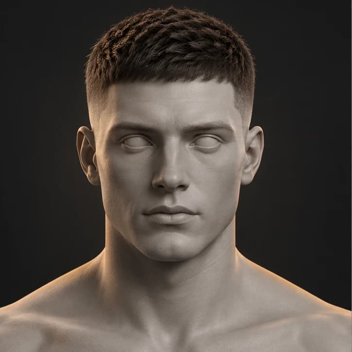 Render 3D Crew Cut + Low Fade