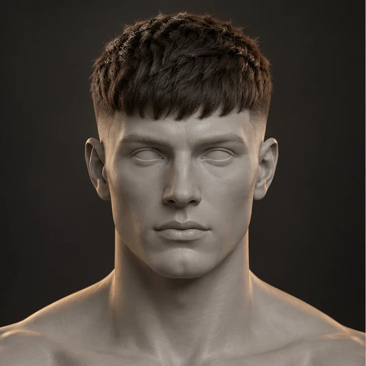 Render 3D French Crop + Low Fade