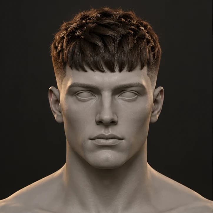 Render 3D French Crop + Mid Fade