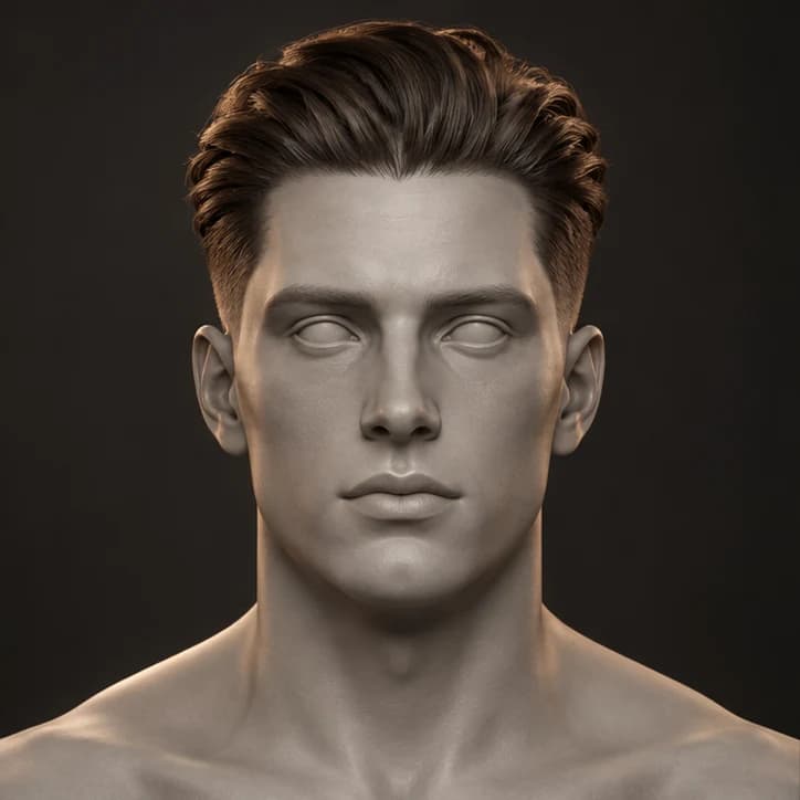 Render 3D Slick Back + Low Taper