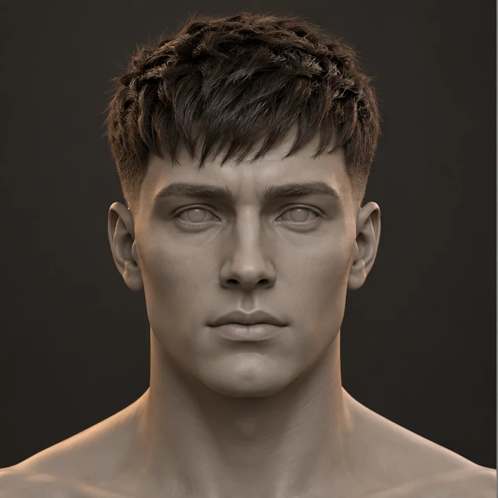 Render 3D depan Textured Crop + Low Taper